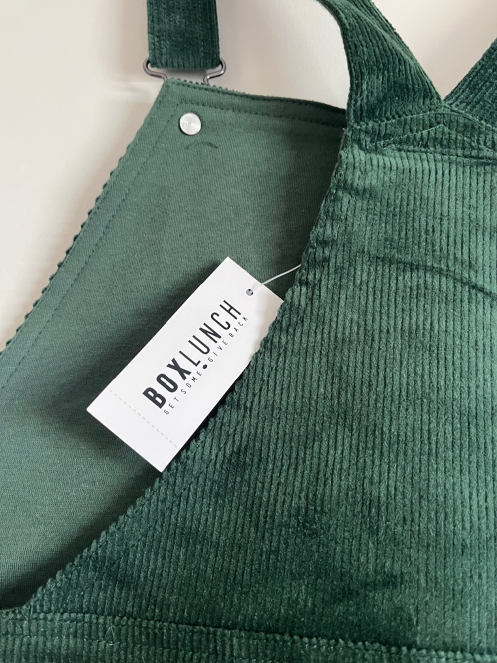 LOTR BoxLunch Embroidered Corduroy Overall Dress in Deep Green - Picture 6 of 7